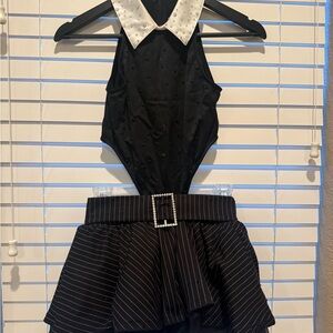 Black Collared Bodice with Pinstripe Skirt